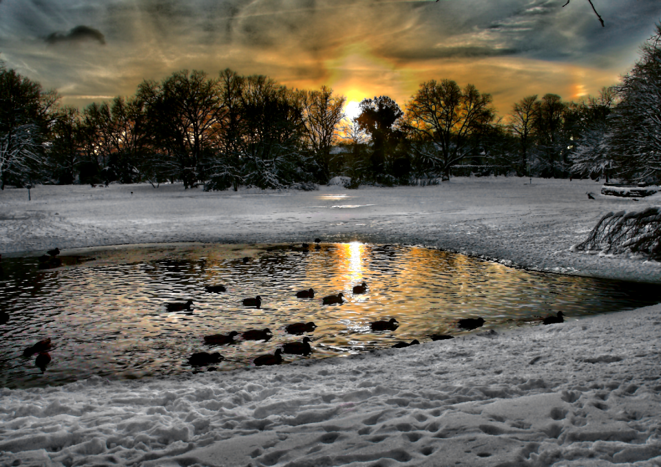 Sunset wintry cold