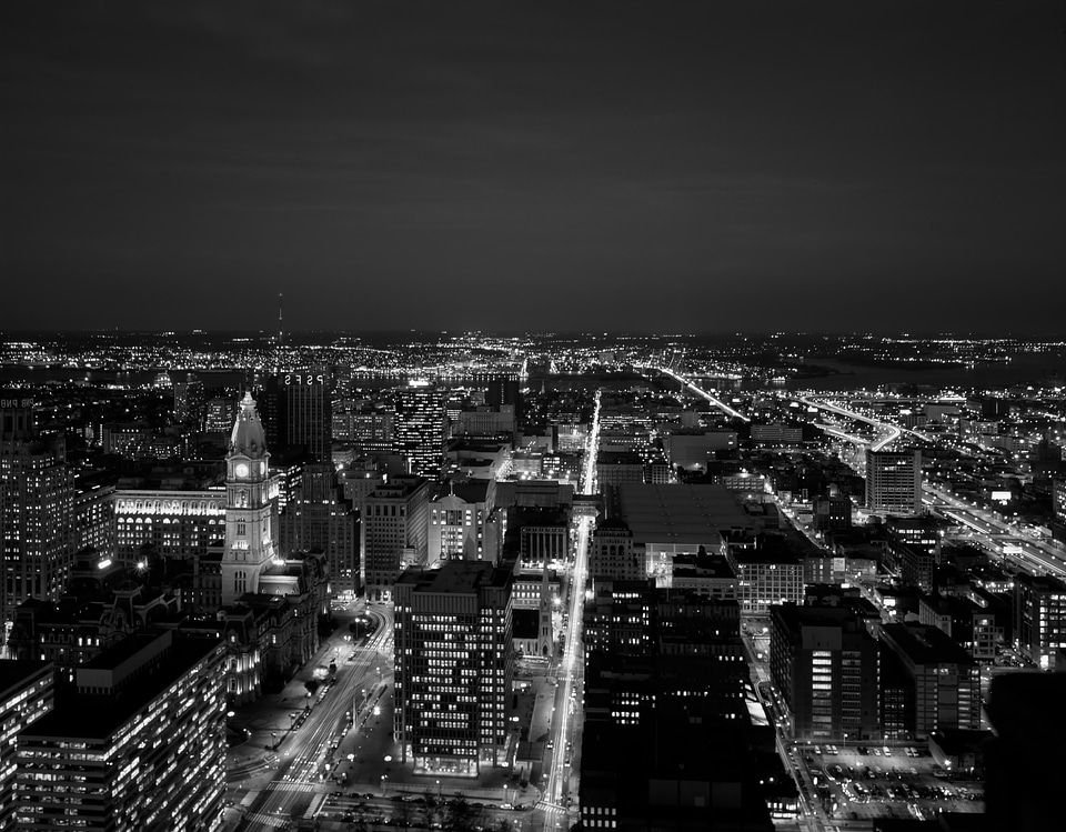 Urban skyline aerial view