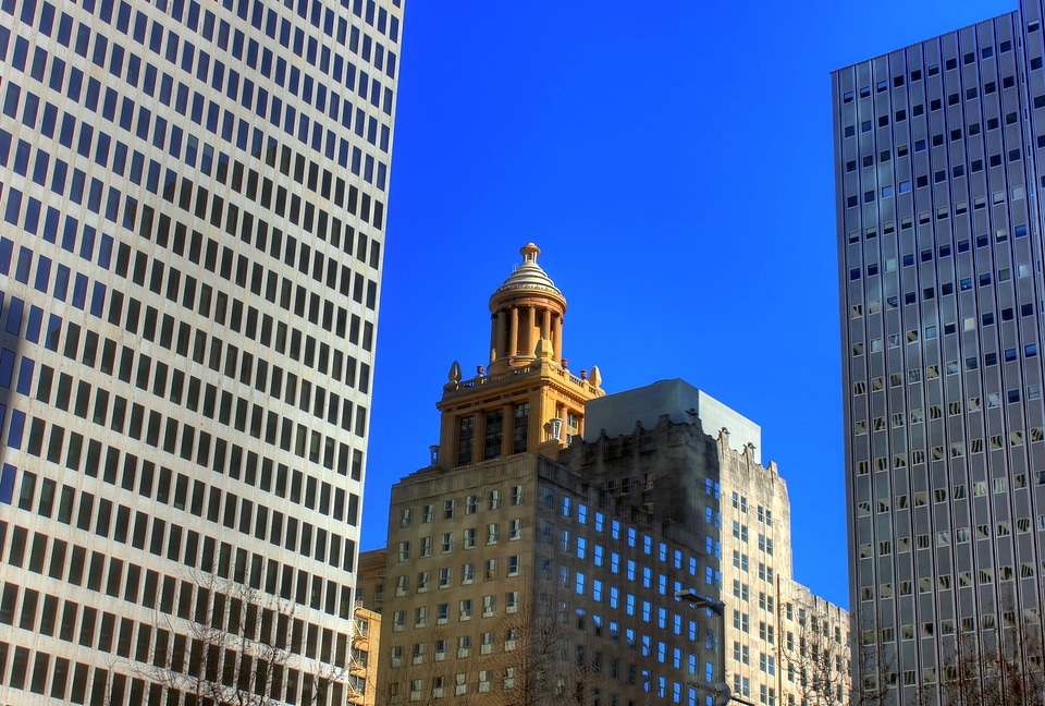 Skyscraper high rise downtown photo