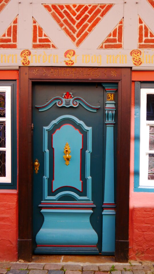 Wood house entrance painting