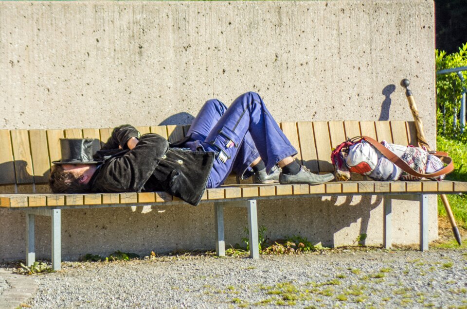 Street art bench sleep