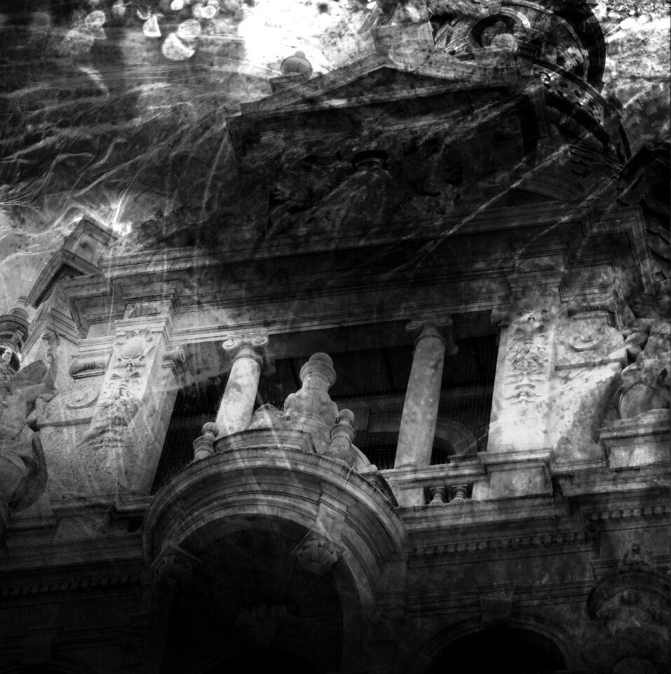 Black white dark building