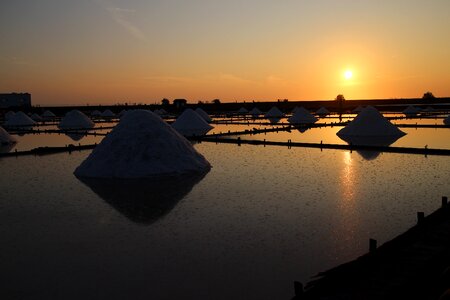 Salt pan the evening sun tainan photo