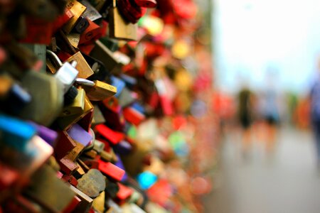 Couples in love padlock photo