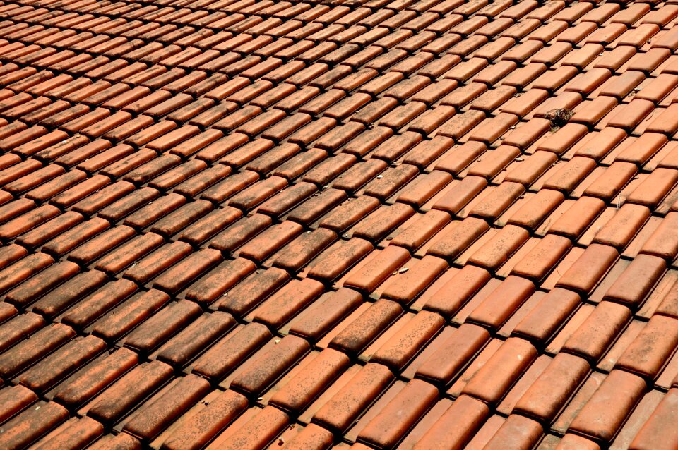 Inclined clay roof tiles roof