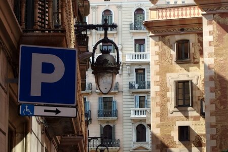 Street sign lamp barcelona