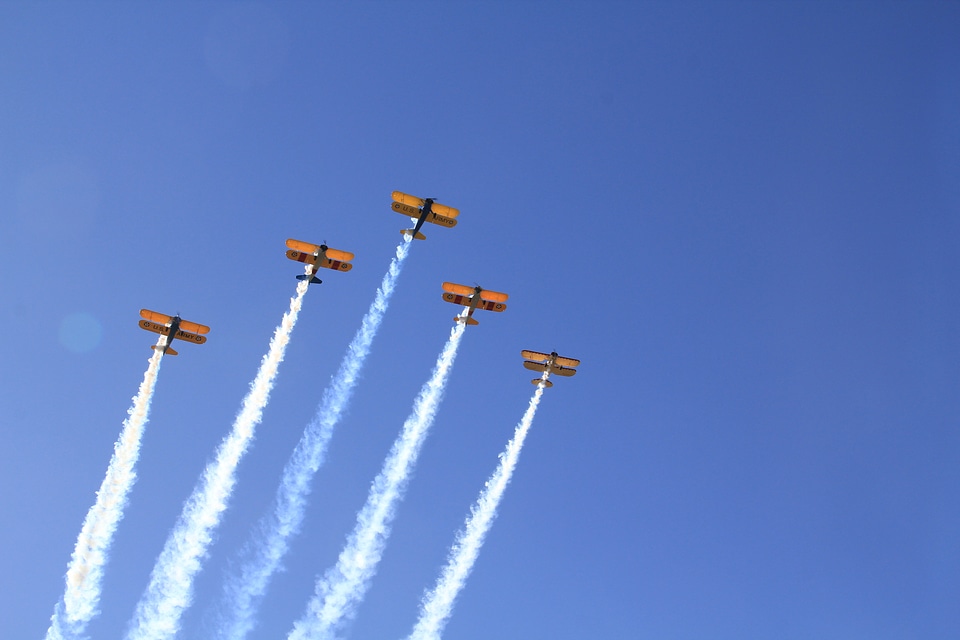 Airplane veterans day parade sky