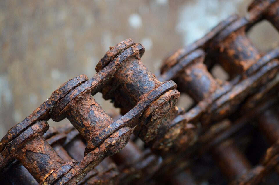 Iron links of the chain weathered