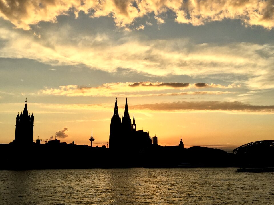 Sunset silhouette city
