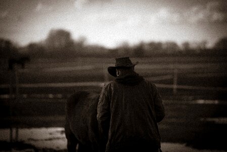 Human cowboy black and white