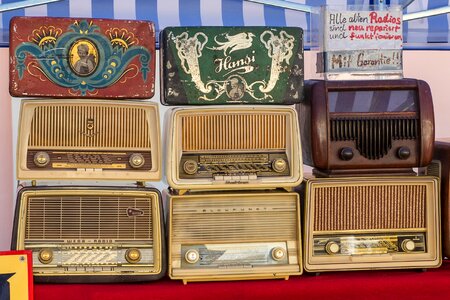 Radio device old radio flea market photo