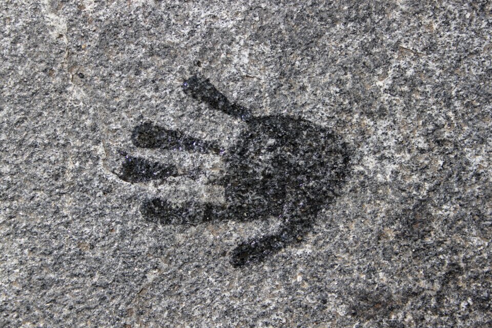 Stone hand handprint