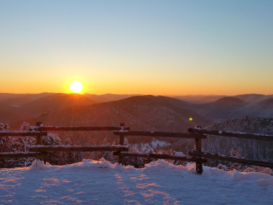 Romantic sunset winter mood