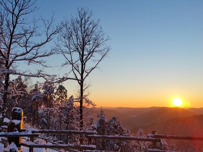 Romantic winter mood sunset