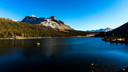 Cold mirror lake landscape photo