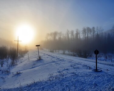 Winter transport railroad photo