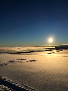 Cold sunrise snow covered ground photo