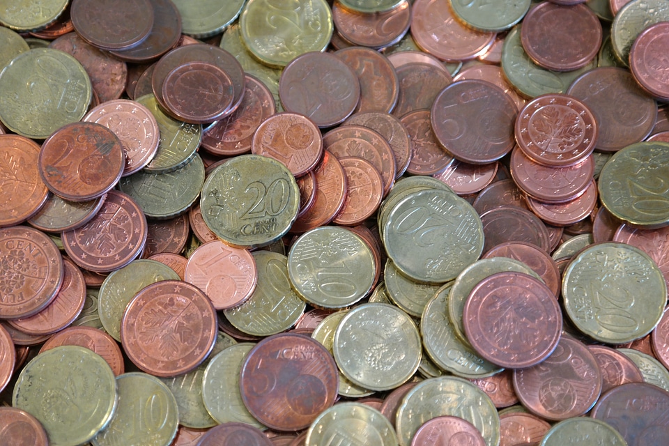 Money euro dime pieces