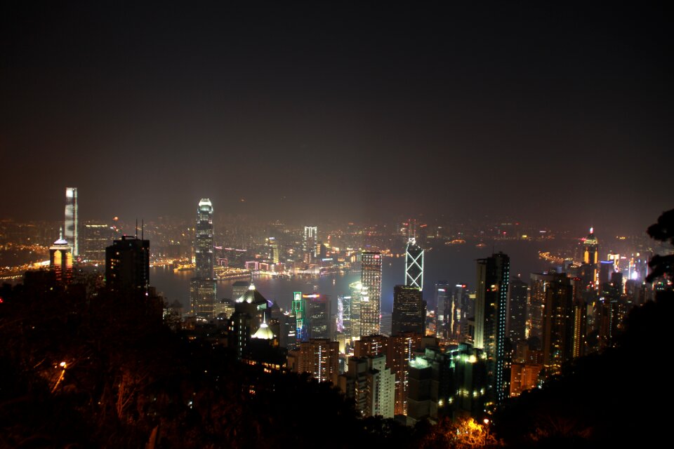 Central hong kong night view big city