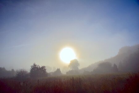 Autumn countryside foggy
