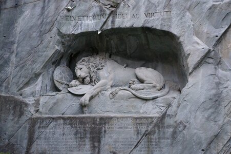 Switzerland wounded lion stone carving photo