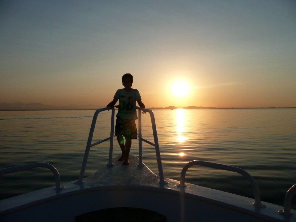 Sunset sea water distant