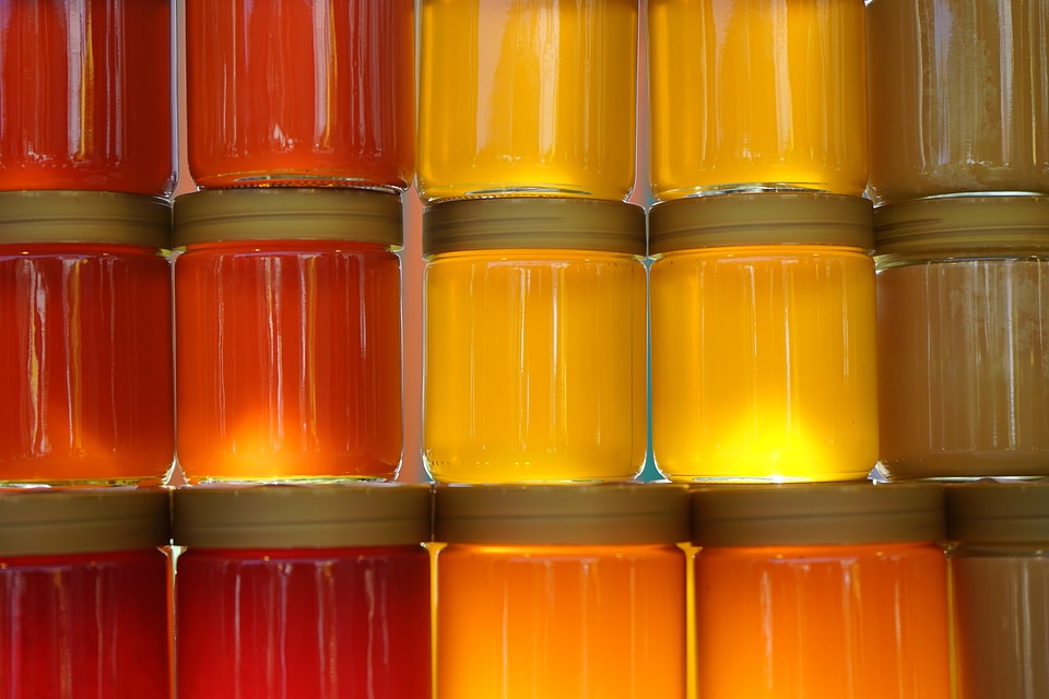 Flower honey backlighting honey yellow