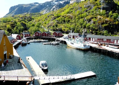 Wooden houses lofoten norway photo