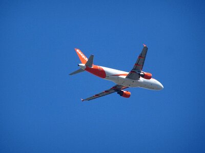 Aviation blue sky passenger aircraft photo