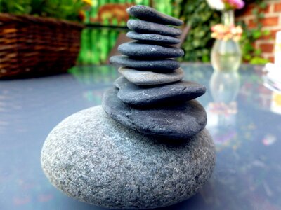 Stacked stone tower meditation photo