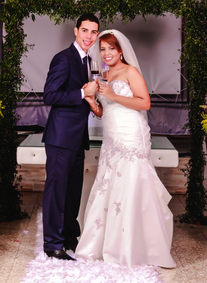 Married kiss wedding veil