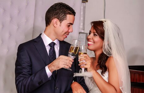 Married kiss wedding veil