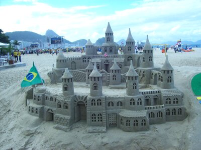 Beach sand sculpture castle