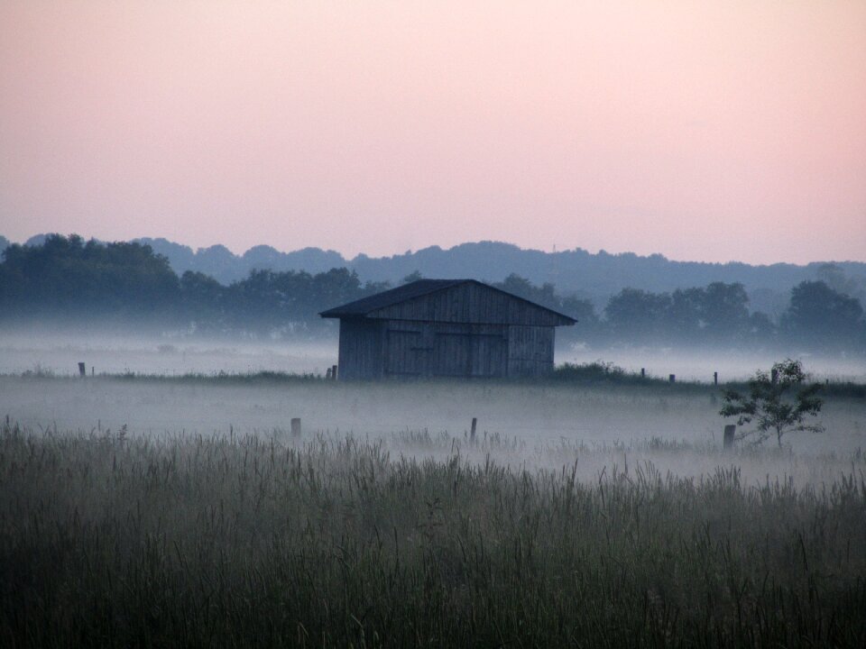 Log cabin field barn landscape