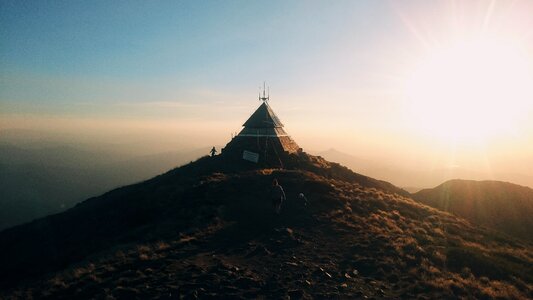 Mountain peak sunset