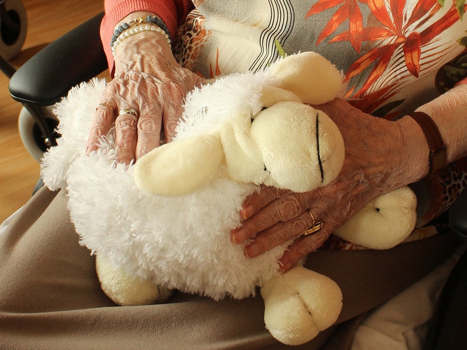 Hands hug stuffed animals