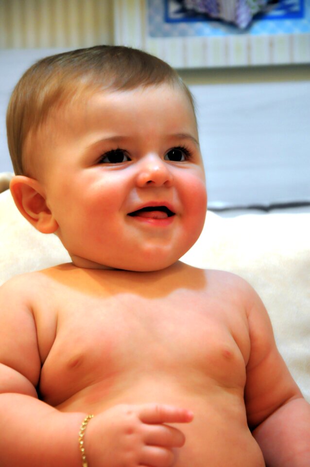 After the bath smile happy