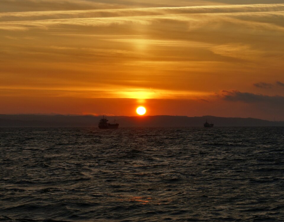 Two ships of the the baltic sea the sun