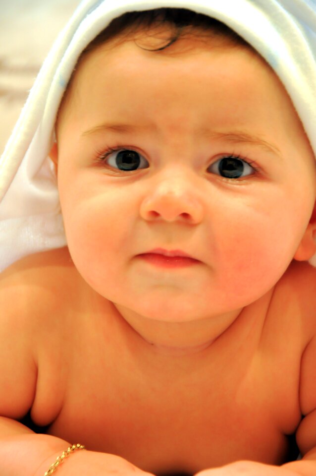 After the bath smile happy