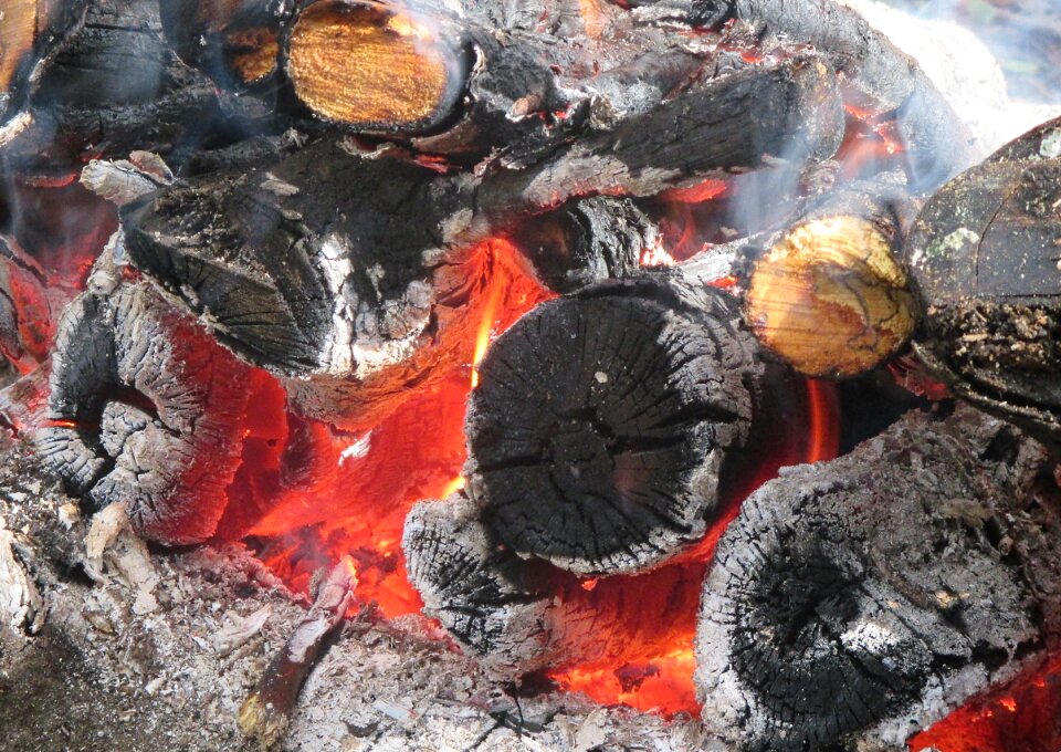 Coals firewood burns