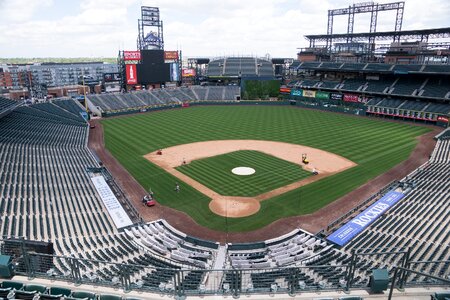 Baseball empty chairs photo