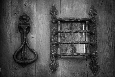 Knocker wooden door forged photo