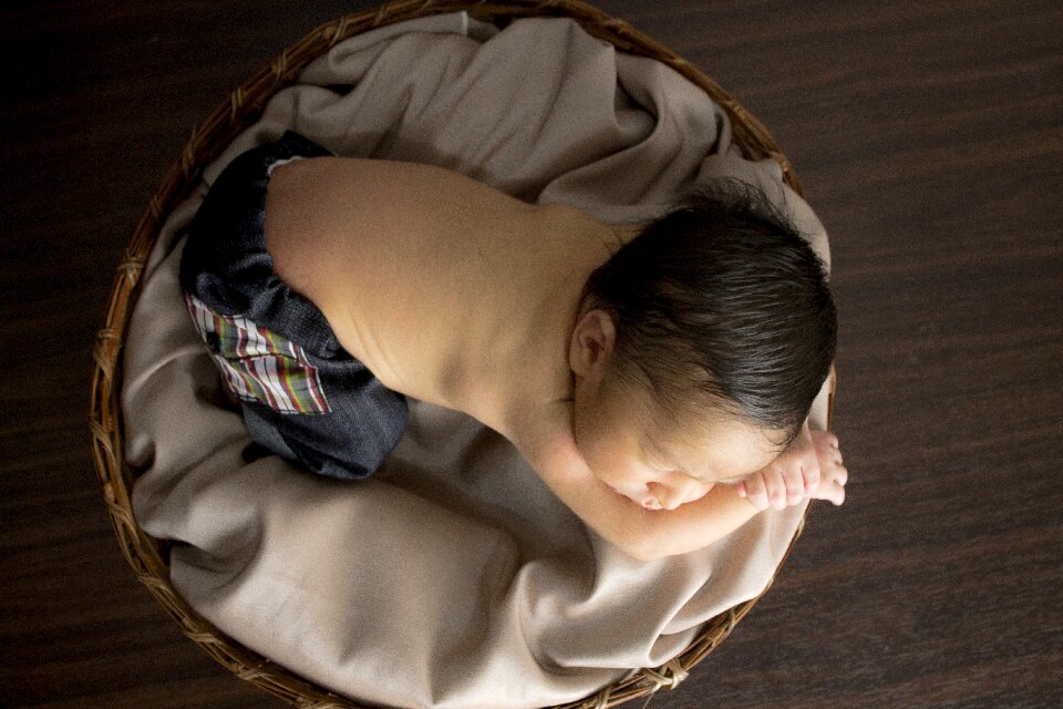 Basket baby sleeping