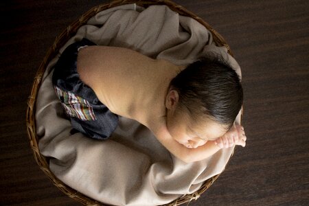 Basket baby sleeping photo