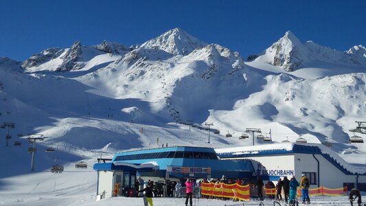Snowy alps winter holidays cableway