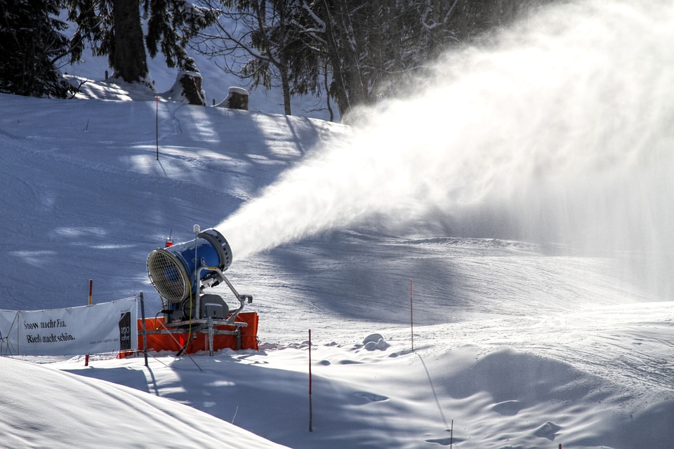Artificial snow making snow skiing