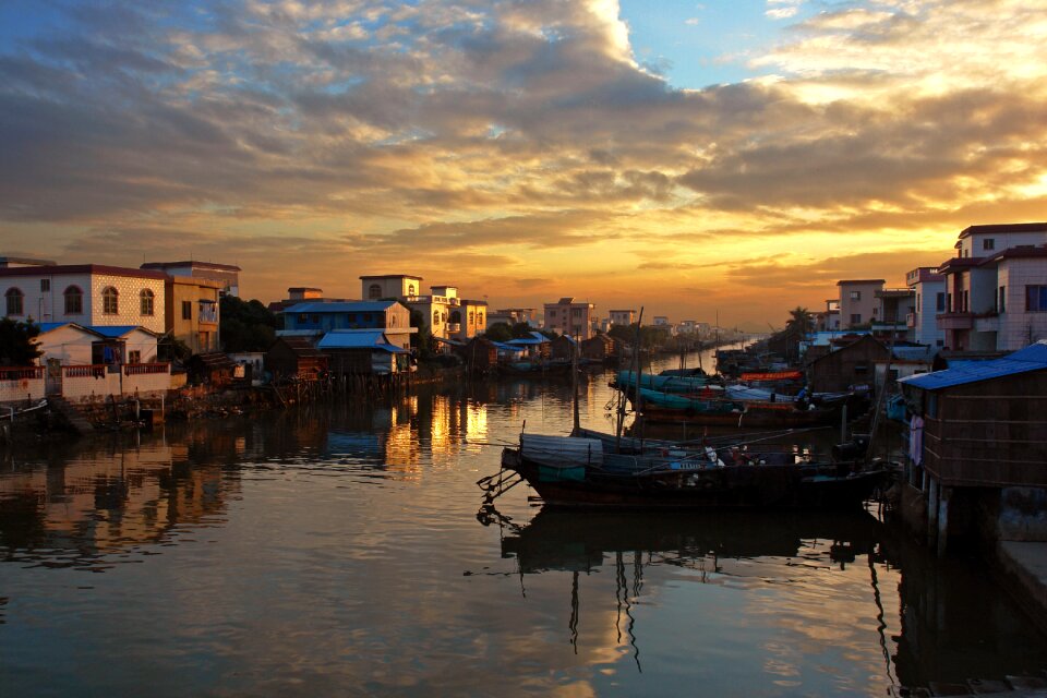 Asia ship sunset