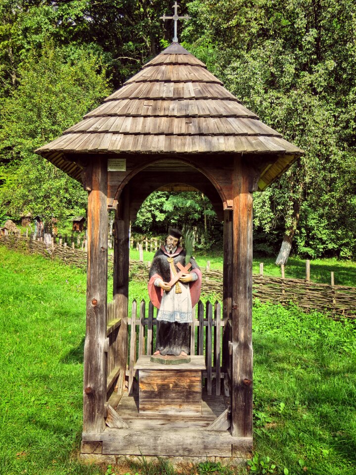 Wooden figure the historic chapel open air museum