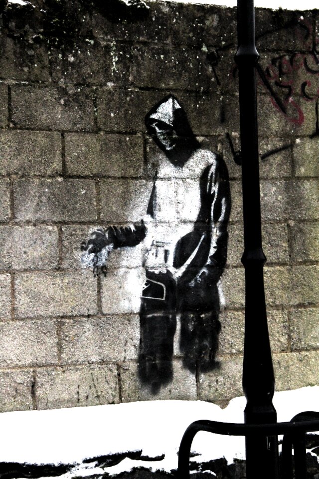 Black and white man graffiti