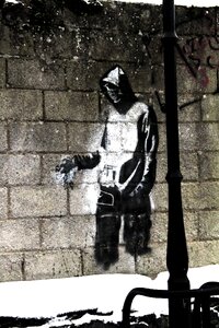 Black and white man graffiti photo